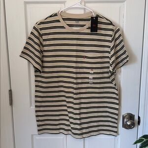 Levi’s Men’s Classic Striped T-Shirt - Cream & Black Breton Stripes - Large NWT
